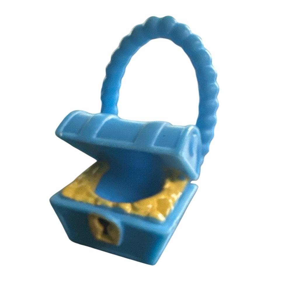 Blue Miniature Treasure Chest Doll Accessory with Gold Detail and Beaded Handle